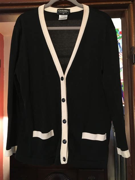 chanel black and white cardigan|chanel cardigan near me.